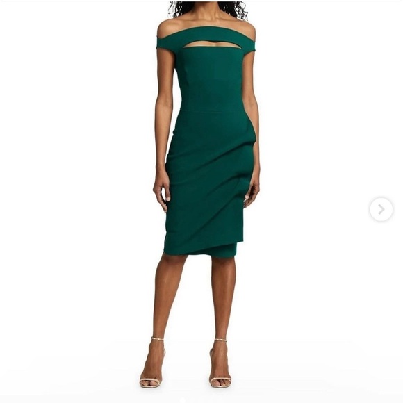 Chaira Boni Melania Off Shoulder Mini Midi
Dress Dark Green Emerald - Picture 2 of 7